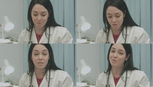 可爱的女医生微笑着对病人说好消息高清在线视频素材下载
