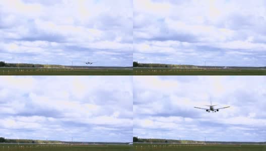 10月8日，一架瑞安航空公司的飞机在里加机场降落高清在线视频素材下载
