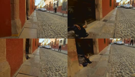 斯坦尼康镜头的鹅卵石街道圣米格尔德阿连德墨西哥高清在线视频素材下载