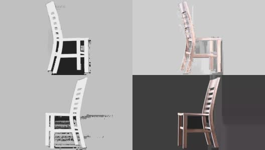 浮动木椅与循环旋转的黑色背景，包括阿尔法哑光。高清在线视频素材下载