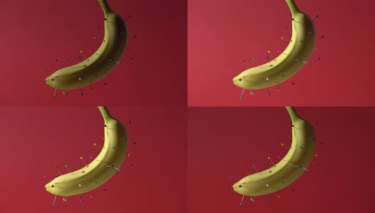 彩色别针香蕉高清在线视频素材下载