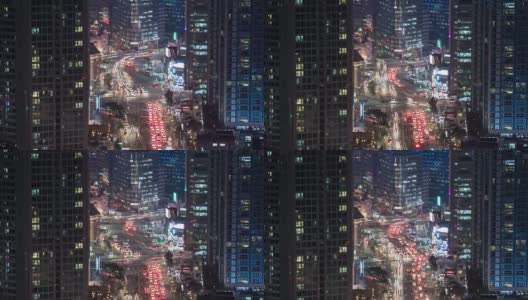 晚上的城市交通灯。首尔,韩国。时间流逝。4 k, UHD高清在线视频素材下载