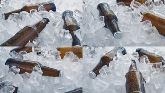 旋转冰块中的啤酒高清在线视频素材下载