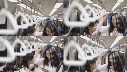 台湾女孩坐地铁去上大学高清在线视频素材下载