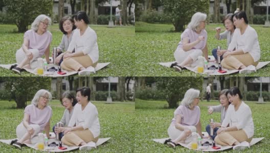 三位台湾资深女性在公园里度过了一天高清在线视频素材下载