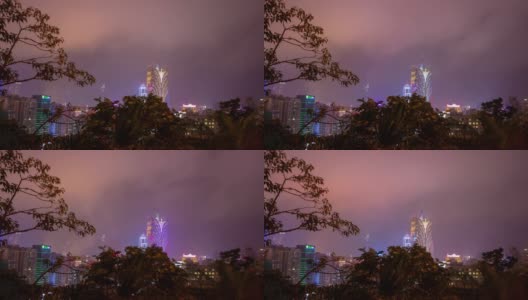 夜间照明公园顶层澳门市区全景时间间隔4k中国高清在线视频素材下载