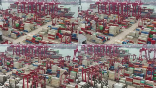 货柜在香港港口装载高清在线视频素材下载