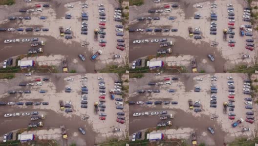 从鸟瞰图上可以看到因违反停车规则而被疏散的车辆。基辅,乌克兰高清在线视频素材下载