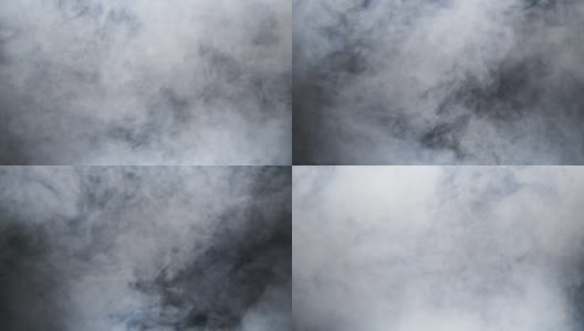 抽象白色的烟，雾，蒸汽云在黑色的背景高清在线视频素材下载