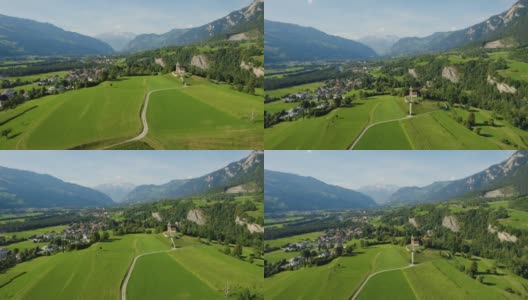 鸟瞰瑞士沙兰村高清在线视频素材下载