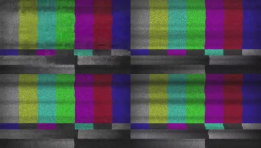 电视屏幕上扭曲的彩色条高清在线视频素材下载