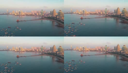 4K高清空中视频全景天际线青岛中国高清在线视频素材下载