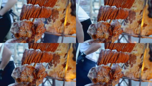 在夏季户外烧烤节做烧烤高清在线视频素材下载