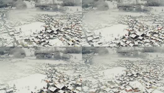 在因特拉肯的一个下雪的早晨-无人机拍摄高清在线视频素材下载
