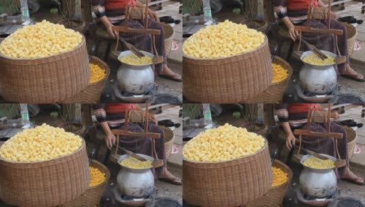 煮蚕茧，泰国。高清在线视频素材下载