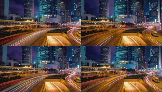 香港夜间的街道交通情况高清在线视频素材下载