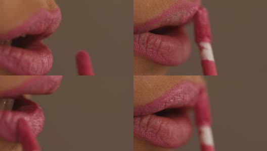 粉红色的嘴唇女士高清在线视频素材下载