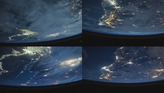 尼罗河、埃及、沙特阿拉伯和中东的部分地区，从国际空间站的夜间观察。图片由美国宇航局约翰逊航天中心地球科学和遥感单元提供。由Rebus_Prod处理。高清在线视频素材下载