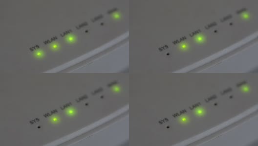调制解调器路由器服务器LED灯，特写，绿色灯，白色，可循环高清在线视频素材下载