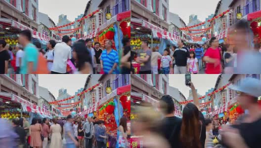 2018年中国新年在新加坡华埠，游客享受旅游高清在线视频素材下载