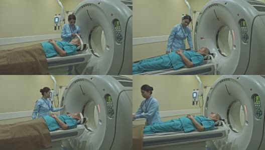 实时视频护士准备病人在CAT扫描高清在线视频素材下载