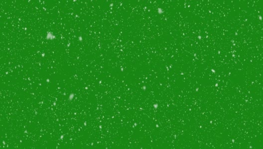 雪隔离色度键，下落现实动画在葛兰屏幕背景在4K合成。慢镜头，大的和小的雪花，阿尔法通道，强烈，绿色盒子，风暴，可循环-股票视频高清在线视频素材下载