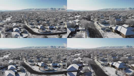 航拍盐湖城犹他州社区在一个阳光明媚的冬日高清在线视频素材下载