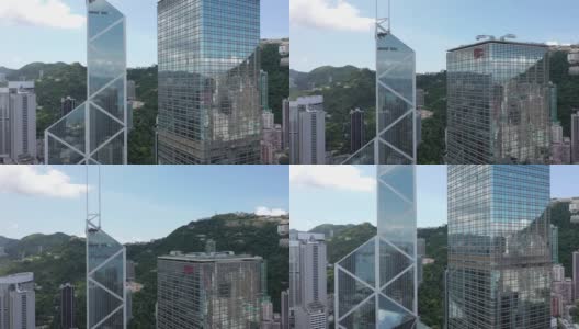 香港摩天大楼的无人机视图高清在线视频素材下载
