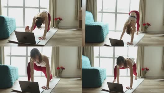 亚洲女人在家做瑜伽高清在线视频素材下载
