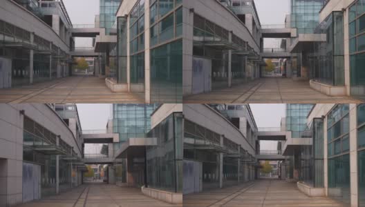 白天时间青岛市滨海湾废弃商场外部慢镜头全景4k中国高清在线视频素材下载