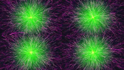 抽象的移动粒子用绿色和紫色表示高清在线视频素材下载