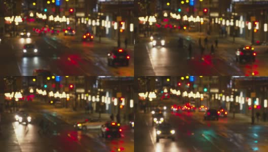 市中心夜间交通4K。UHD高清在线视频素材下载