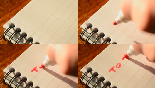 用红毡笔或记号笔在记事本上写下要做的事情高清在线视频素材下载