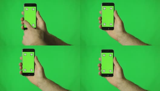 智能手机触摸屏在绿色屏幕上点击、滑动和展开手势高清在线视频素材下载