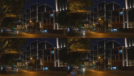 夜晚照亮了上海城市交通街道现代街区全景4k中国高清在线视频素材下载