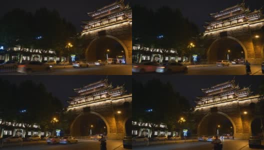 夜光照亮武汉市区交通老路，全景4k中国高清在线视频素材下载