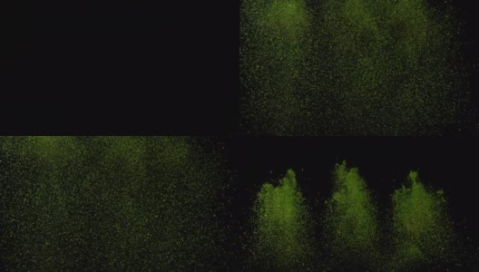三次爆炸的深绿色干药草在黑色的背景高清在线视频素材下载