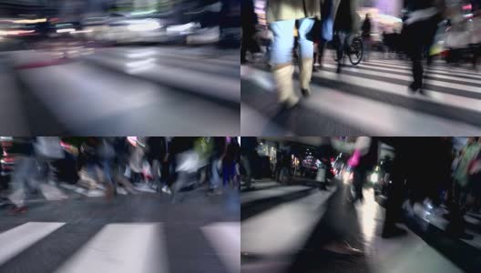 混乱的都市都市气氛。成群结队的人在夜间行走高清在线视频素材下载