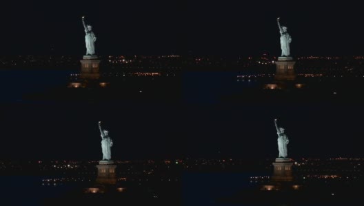 晚上的自由女神像高清在线视频素材下载