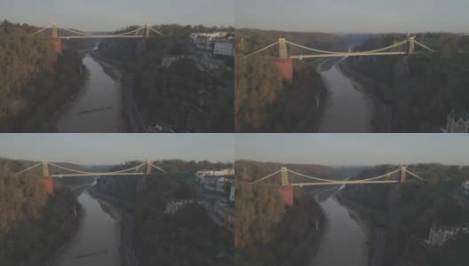 以埃文峡谷为背景的布里斯托尔克里夫顿悬索桥高清在线视频素材下载
