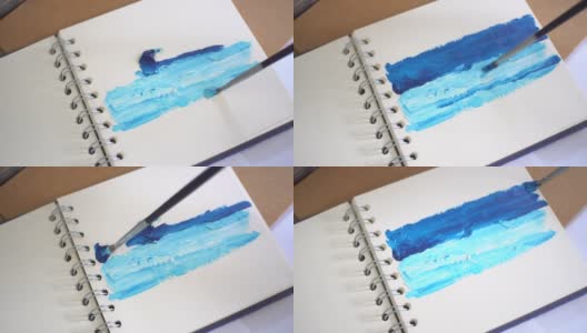 油画《海蓝》和《浅蓝水平》高清在线视频素材下载