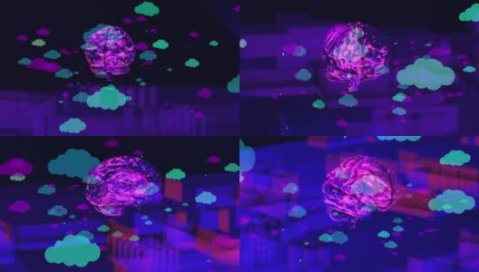 飞行大脑在数字网络空间元宇宙概念高质量渲染视频高清在线视频素材下载