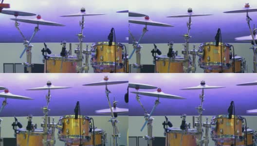 摄影:舞台上的乐器、爵士鼓。高清在线视频素材下载