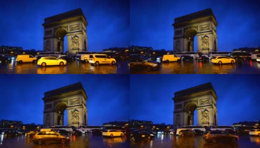 巴黎黄昏时分著名的凯旋门高清在线视频素材下载