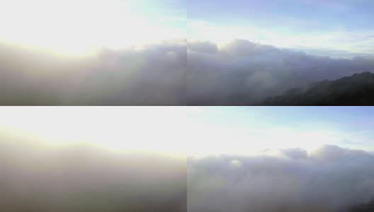 4K平移:早晨山上有雾。高清在线视频素材下载