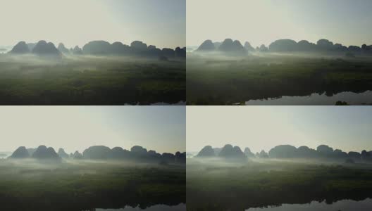 清晨鸟瞰泰国甲米省的山景高清在线视频素材下载