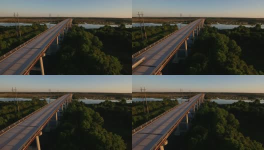 低空前桅岛桥清晨建立拍摄高清在线视频素材下载