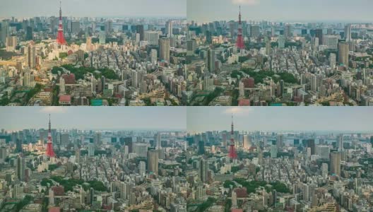 东京塔城市视点平移时间流逝高清在线视频素材下载