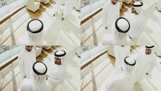 阿拉伯商人穿着传统服装见面握手高清在线视频素材下载