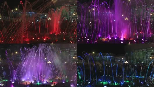 埃及沙姆沙伊赫苏荷广场上的彩色喷泉高清在线视频素材下载